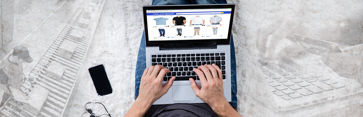 Interaktive Produktkonfiguration im Online-Handel 3D-Produktkonfiguration im E-Commerce. Person konfiguriert seinen Einkauf am Laptop.